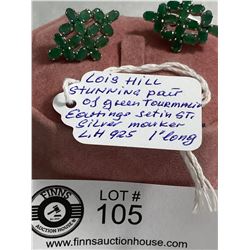 Stunning Pair of Lois Hill Green Tourmalin Sterling Silver Earrings Marked L.H. 925