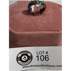 Vintage Chinese Cloisonne Enamal Ring Size 6.5