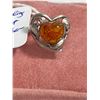 Image 2 : Vintage Sterling Silver Heart Shaped Amber Ring