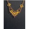 Image 2 : Cavalier Style Necklace with Purple Glass Stones. 22k Gold Tone Setting.17.5"