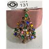 Image 1 : Vintage Christmas Tree Brooch with Coloured Rhinestones