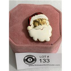 Vintage Enamel Santa Pin Marked S & J