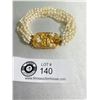 Image 2 : Genuine Pearl Bracelet with a Beautiful sGold Plated Clasp 7.5" L