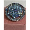 Image 2 : Very Sparkly Blue Aurora Borealis Rhinestone Brooch 2" Diameter