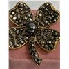 Image 2 : Gorgeous Weiss Signed Large Flower Brooch. Sparkly Black Stones. Length is 2.5"