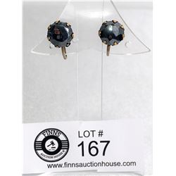 Nice Pair Of Black Alaska Diamond Antique Earings