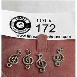 4 Sterling Charms (Musical Notes)
