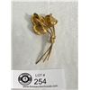 Image 1 : Large 1950s Gold Plated Flower Pin 3 1/2" Long