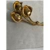 Image 2 : Large 1950s Gold Plated Flower Pin 3 1/2" Long