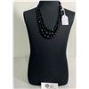 Image 1 : Gorgeous Vintage Jet Black Glass Faceted 3 Strand Bead Necklace 18" Long