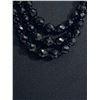 Image 2 : Gorgeous Vintage Jet Black Glass Faceted 3 Strand Bead Necklace 18" Long