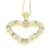 Image 3 : 14K Solid Yellow Gold .70CTW Round & Baguette Diamond Heart Pendant on Box Chain