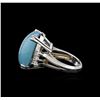 Image 3 : 14KT White Gold 7.60 ctw Aquamarine and Diamond Ring
