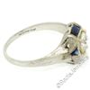 Image 8 : Antique Art Deco 18kt White Gold 0.65 ctw European Diamond and Sapphire Ring