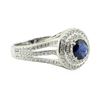 Image 1 : 2.50 ctw Round Brilliant Blue Sapphire And Diamond Ring - 18KT White Gold