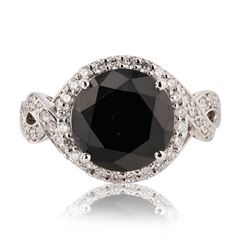 6.33 ctw Fancy Black Diamond and 0.72 ctw Diamond 14K White Gold Ring