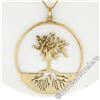 Image 1 : Vintage 14kt Yellow Gold Pierced and Textured Tree of Life Pendant Necklace