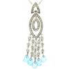Image 6 : 18k White Gold 1.30 ctw Diamond & Blue Topaz Briolette Chandelier Dangle Necklac