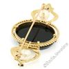 Image 5 : Vintage 14kt Yellow Gold Black Onyx Floral Mosaic Sapphire and Pearl Brooch Pin
