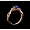 Image 4 : 0.71 ctw Sapphire and Diamond Ring - 14KT Rose Gold