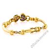 Image 5 : 18kt Yellow Gold 1.58 ctw Diamond and Sapphire Dual Heart Curved Tube Link Brace