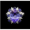 Image 2 : 14KT White Gold 6.56 ctw Tanzanite, Sapphire and Diamond Ring