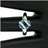 Image 5 : 14K White Gold 3.57 ctw Pave Diamond & Caged Checkerboard Oval Blue Topaz Ring
