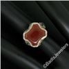 Image 4 : Art Deco Etched 14kt White Gold Custom Cut Carnelian Solitaire Filigree Ring