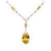 Image 2 : 19.46 ctw Citrine Quartz and Diamond Necklace - 18KT White Gold