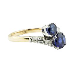 2.07 ctw Oval Brilliant Blue Sapphire Ring - 14KT Yellow Gold