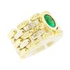 Image 1 : 1.10 ctw Emerald and Diamond Ring - 14KT Yellow and White Gold