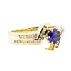 Image 1 : 0.99 ctw Blue Sapphire And Diamond Ring - 14KT Yellow Gold