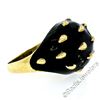 Image 3 : Vintage 18kt Yellow Gold Black Enamel Raised Dot Wide Domed Cocktail Ring