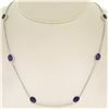 Image 1 : 14k White Gold 8 ctw 8 Station Amethyst by the Yard 20" Cable Link Chain Necklac