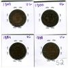 Image 1 : Lot 0f 4 Canada One Cent 1 Penny Queen Victoria Large Cent 1884, 1888 and 1900 (2) Beautiful Coins