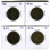 Image 2 : Lot 0f 4 Canada One Cent 1 Penny Queen Victoria Large Cent 1876 (3) and 1881 Beautiful Coins