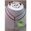 Image 1 : LOT OF 2 SILVER TONE NECK CHAINS, BRACELET, MATCHING EARRINGS