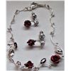 Image 3 : LOT OF 2 SILVER TONE NECK CHAINS, BRACELET, MATCHING EARRINGS