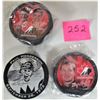 Image 1 : TRIO HOCKEY PUCKS 1972 PAUL HENDERSON, 2002 MCDONALDS OLYMPIC