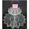 Image 1 : VINTAGE CLEAR IRIDESCENT 2 TIER SERVING PLATTER / SILVER HANDLE
