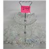 Image 2 : VINTAGE CLEAR IRIDESCENT 2 TIER SERVING PLATTER / SILVER HANDLE