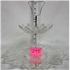 Image 3 : VINTAGE CLEAR IRIDESCENT 2 TIER SERVING PLATTER / SILVER HANDLE