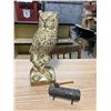 Image 1 : CERAMIC OWL FIGERINE + LOG AND AXE METAL FIGERINE