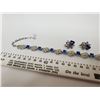 Image 3 : 791.  Coro silver tone & blue rhinestone necklace & clip earrings