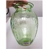 Image 3 : 806.  Depression glass, green vase, “Cameo” pattern, Hocking Glass, 1930-34