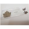 Image 1 : Maple Leaf rhinestone broach and screw-back earrings set