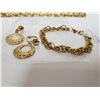 Image 2 : Gold tone “Celebrity” necklace, bracelet and clip earring set