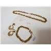 Image 3 : Gold tone “Celebrity” necklace, bracelet and clip earring set