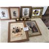 Image 2 : 6 assorted small framed pics & 4 piece napkin ring set