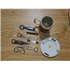 Image 2 : carlsen lite beer ashtray, labeled beer openers, sleeman beer mug